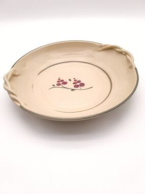 Handcrafted Ceramic Centrepiece Bowl with Twisted Handles - Berry Motif